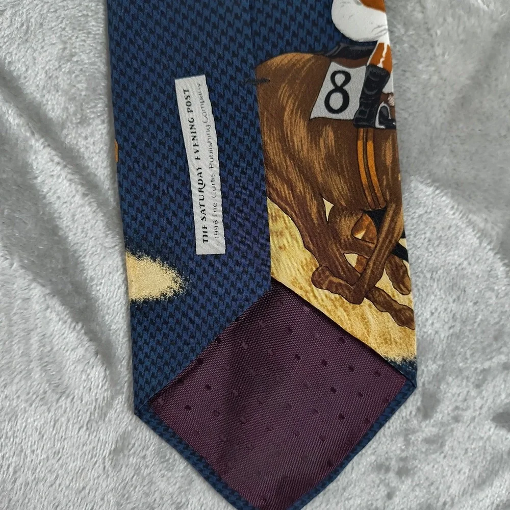 Vintage Horse Racing‎ Tie Mens Jockey The Saturday Evening Post Equestrian 90s
